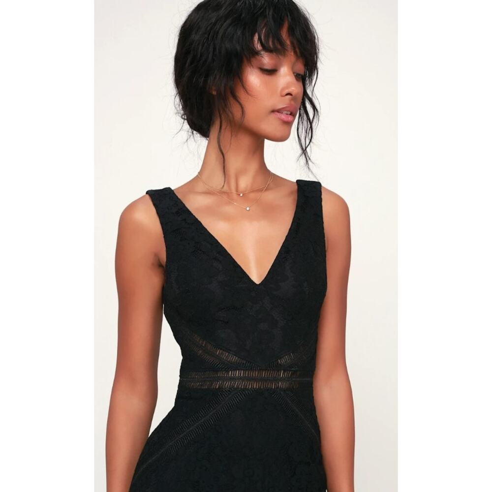 NWT Lulus My Forever Black Lace Sleeveless Maxi Dress Sz Small S Evening Formal - Picture 4 of 11